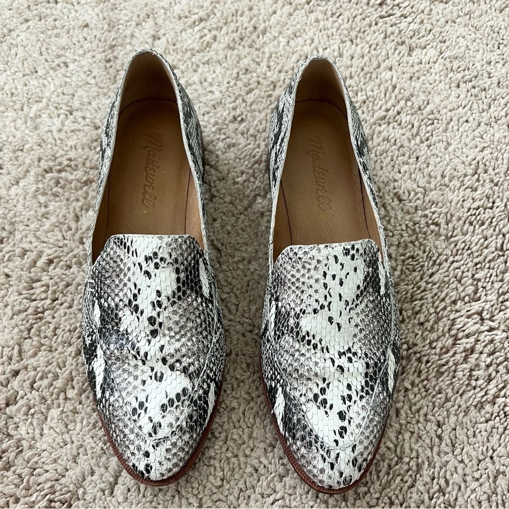 Madewell The Frances Loafer Women’s 5.5 Stamped Snakeskin Heel Animal Gray - Picture 2 of 10